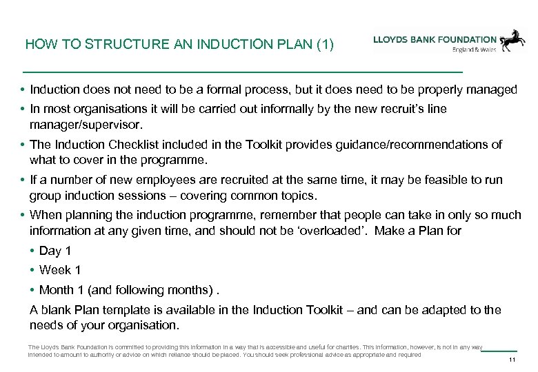 HOW TO STRUCTURE AN INDUCTION PLAN (1) • Induction does not need to be