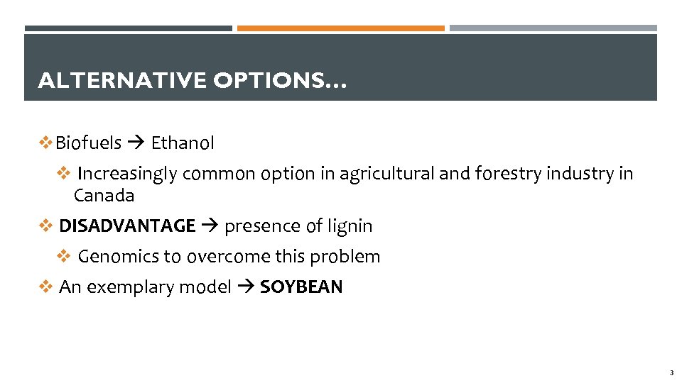 ALTERNATIVE OPTIONS… v. Biofuels Ethanol v Increasingly common option in agricultural and forestry industry