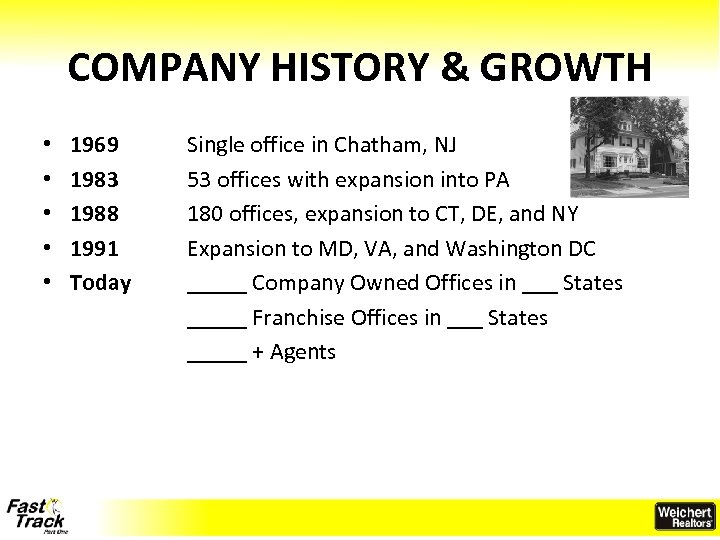 COMPANY HISTORY & GROWTH • • • 1969 1983 1988 1991 Today Single office