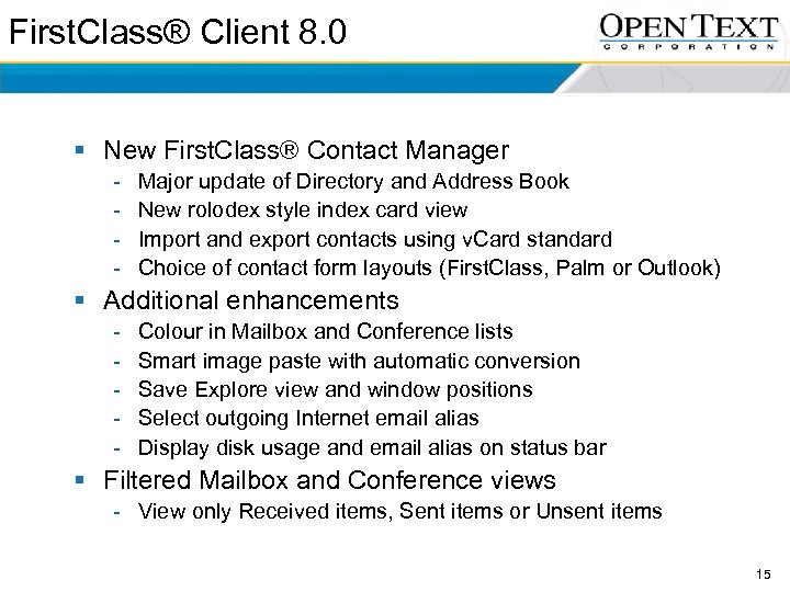firstclass client version 15