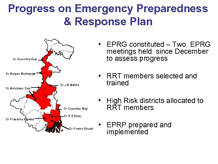 Progress on Emergency Preparedness & Response Plan • EPRG constituted – Two EPRG meetings
