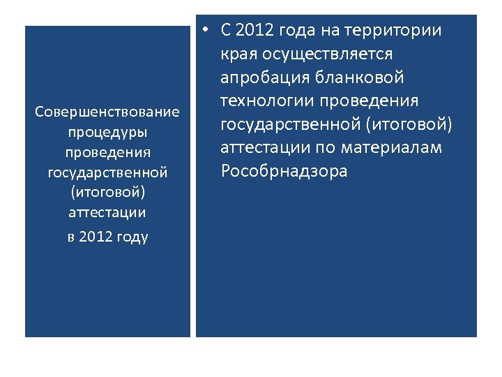 Государственная (итоговая) аттестация выпускников 9 классов • С 2012 года на территории края осуществляется