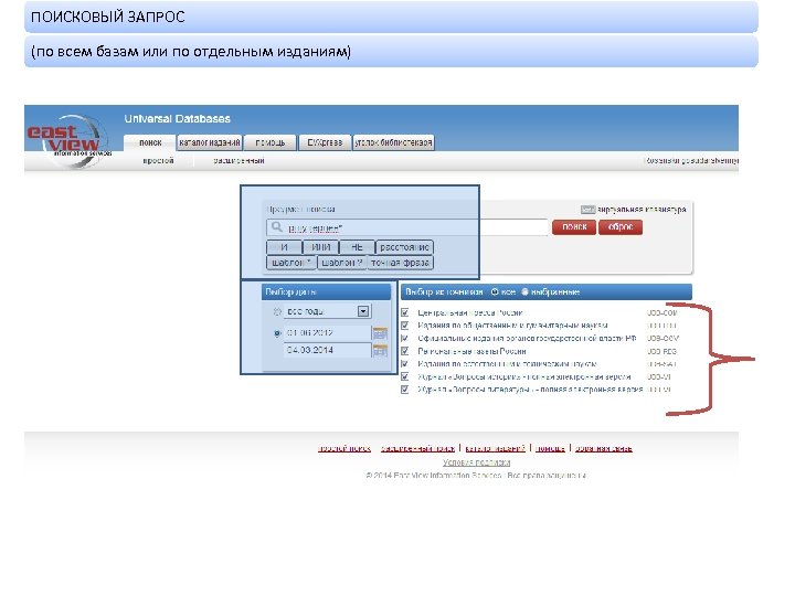 ПОИСКОВЫЙ ЗАПРОС (по всем базам или по отдельным изданиям) 