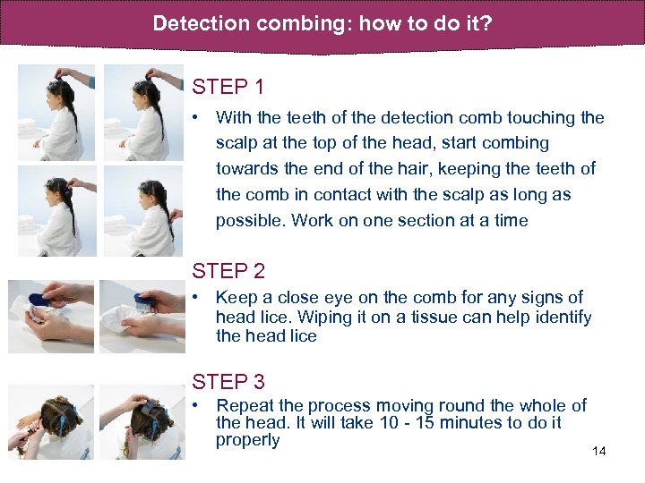 Detection combing: how to do it? STEP 1 • With the teeth of the