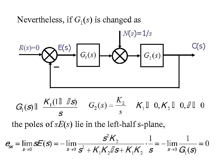 Nevertheless, if G 1(s) is changed as N(s)=1/s R(s)=0 E(s) the poles of s.