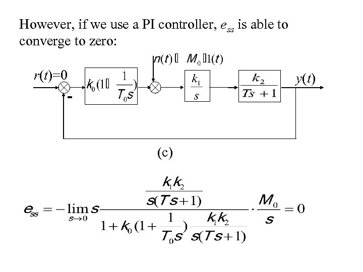 However, if we use a PI controller, ess is able to converge to zero: