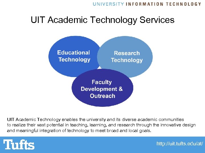 UIT Academic Technology Services UIT Academic Technology enables the university and its diverse academic