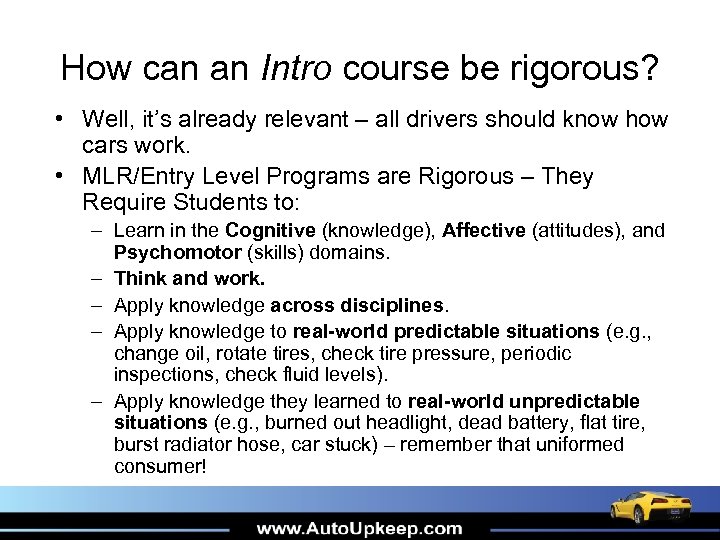 How can an Intro course be rigorous? • Well, it’s already relevant – all