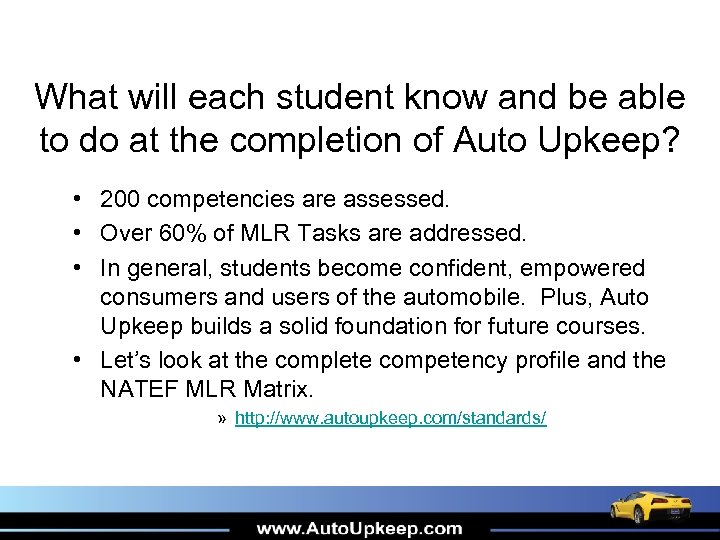 What will each student know and be able to do at the completion of