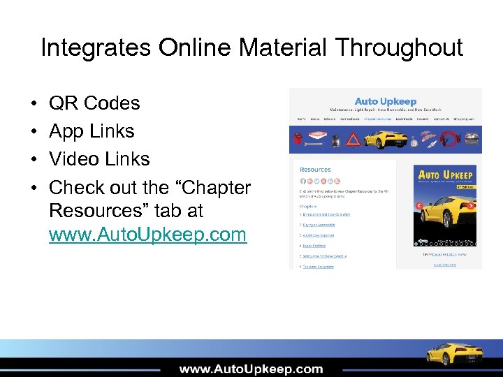 Integrates Online Material Throughout • • QR Codes App Links Video Links Check out