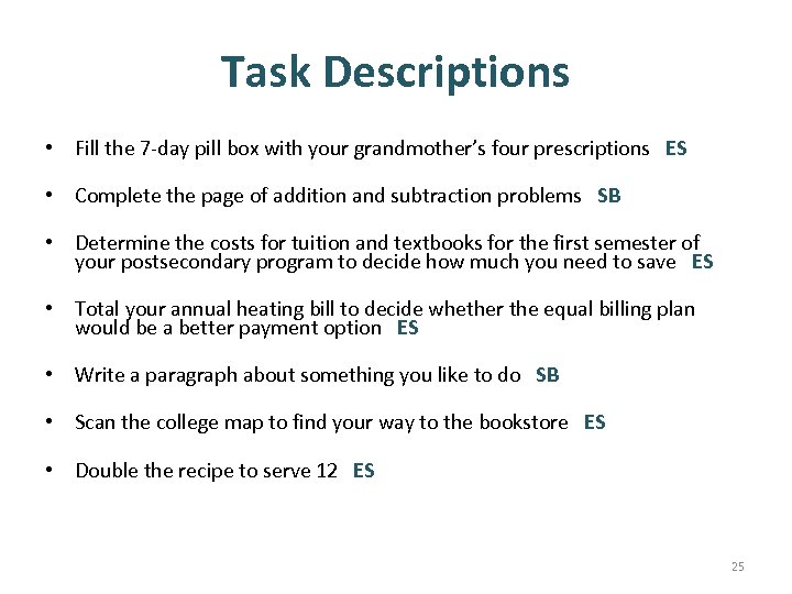 Task Descriptions • Fill the 7 -day pill box with your grandmother’s four prescriptions