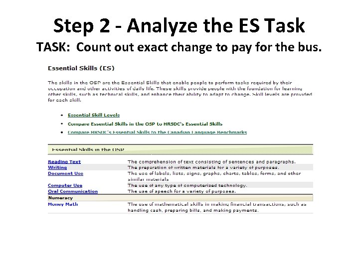 Step 2 - Analyze the ES Task TASK: Count out exact change to pay