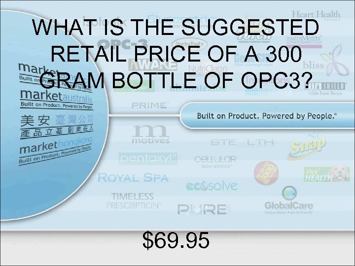 WHAT IS THE SUGGESTED RETAIL PRICE OF A 300 GRAM BOTTLE OF OPC 3?