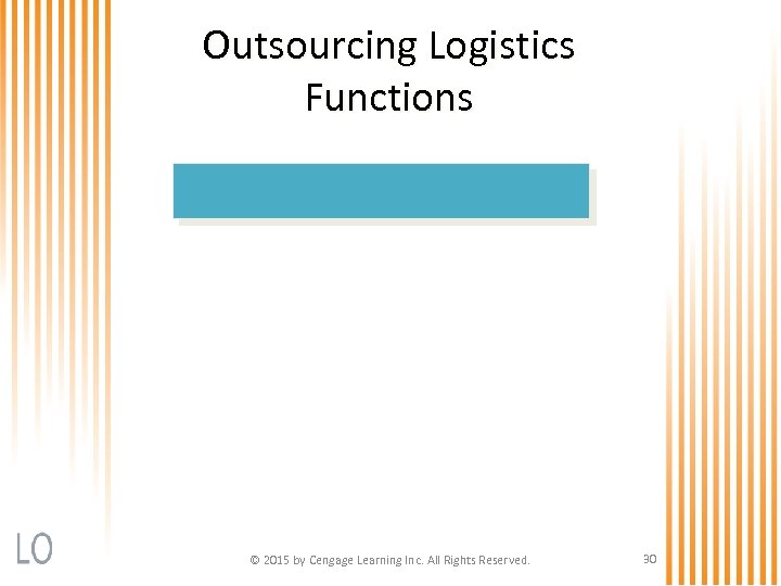 Outsourcing Logistics Functions © 2015 by Cengage Learning Inc. All Rights Reserved. 30 