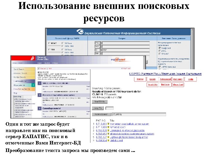 Использование внешних поисковых ресурсов Один и тот же запрос будет направлен как на поисковый