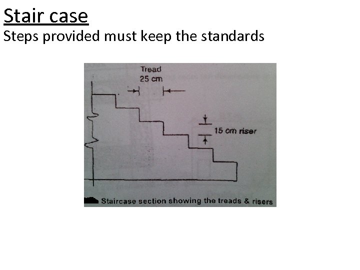 Stair case Steps provided must keep the standards 