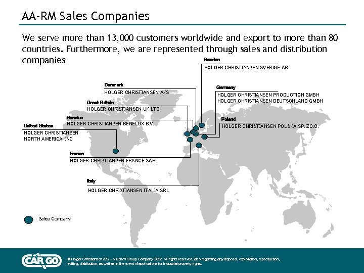 AA-RM Sales Companies We serve more than 13, 000 customers worldwide and export to