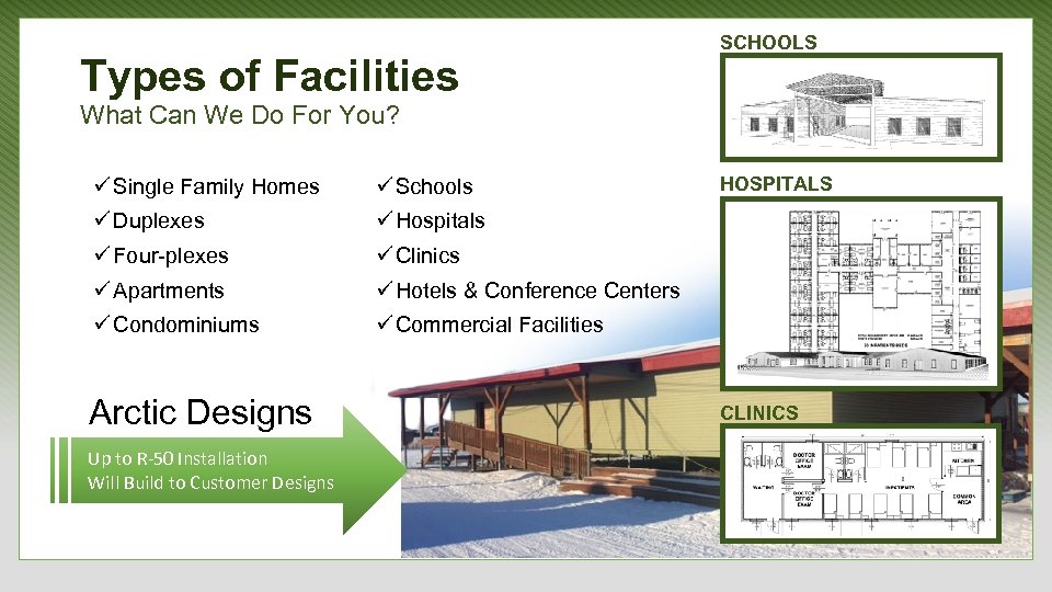 Types of Facilities SCHOOLS What Can We Do For You? ü Single Family Homes