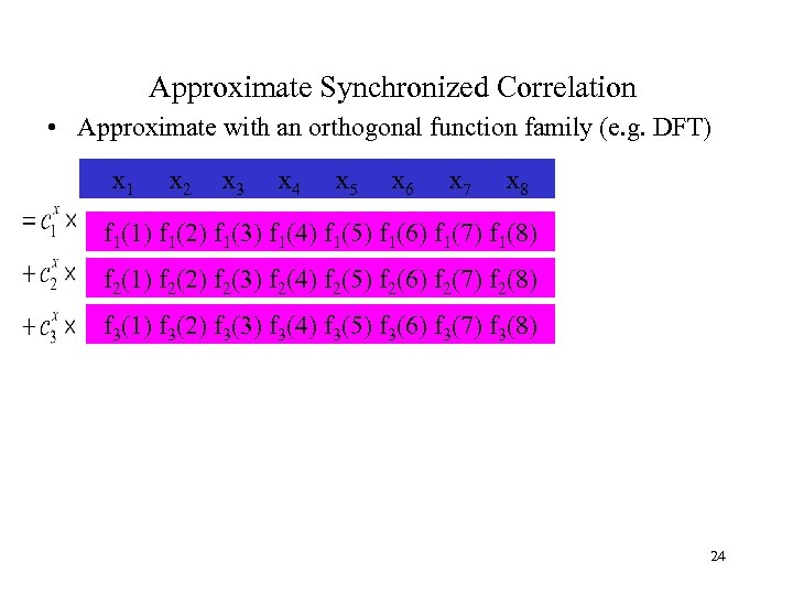 Approximate Synchronized Correlation • Approximate with an orthogonal function family (e. g. DFT) x