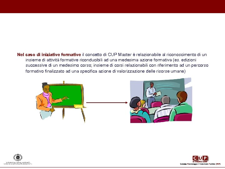 Nel caso di iniziative formative il concetto di CUP Master è relazionabile al riconoscimento