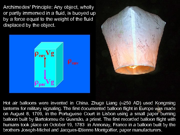 Archimedes' Principle: Any object, wholly or partly immersed in a fluid, is buoyed up