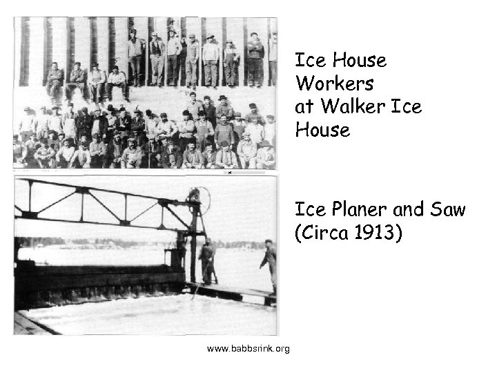 Photos courtesy of Around Southwick www. babbsrink. org Ice House Workers at Walker Ice