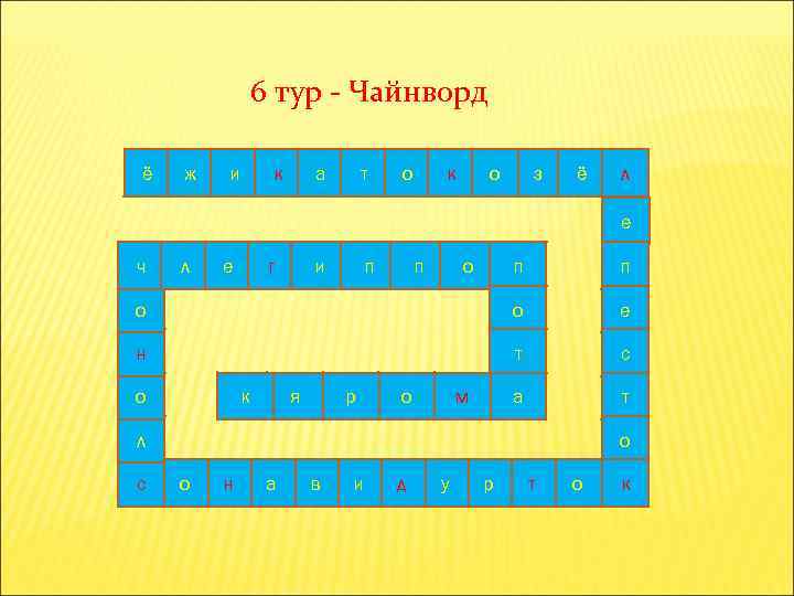 6 тур - Чайнворд ё ж и к а т о к о з