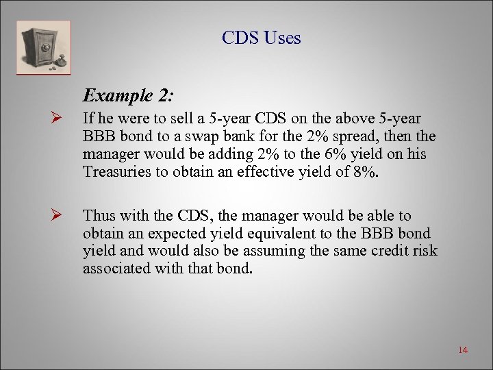 CDS Uses Example 2: Ø If he were to sell a 5 -year CDS