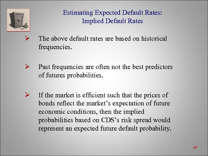 Estimating Expected Default Rates: Implied Default Rates Ø The above default rates are based