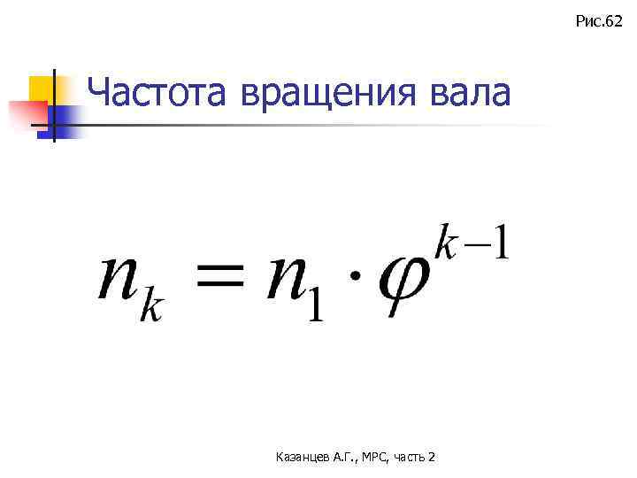 Рис. 62 Частота вращения вала Казанцев А. Г. , МРС, часть 2 