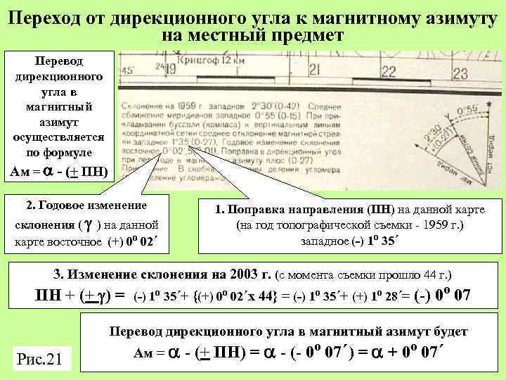 Градусы углы дирекционный угол