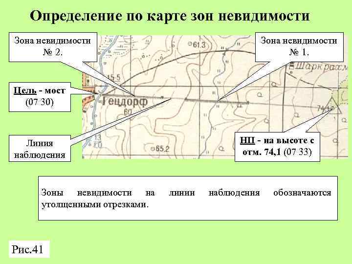 Определение по карте зон невидимости Зона невидимости № 2. Зона невидимости № 1. Цель