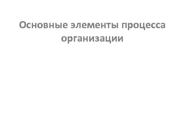 Основные элементы процесса организации 