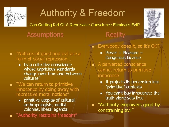 Authority & Freedom Can Getting Rid Of A Repressive Conscience Eliminate Evil? Assumptions Reality