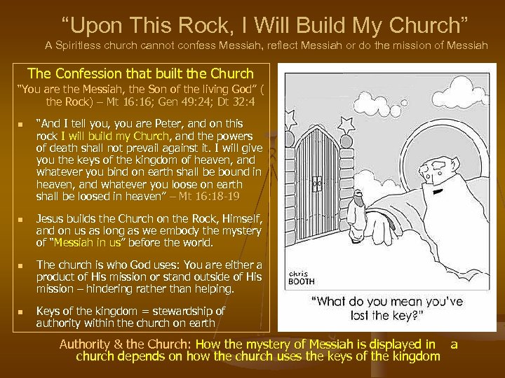 “Upon This Rock, I Will Build My Church” A Spiritless church cannot confess Messiah,