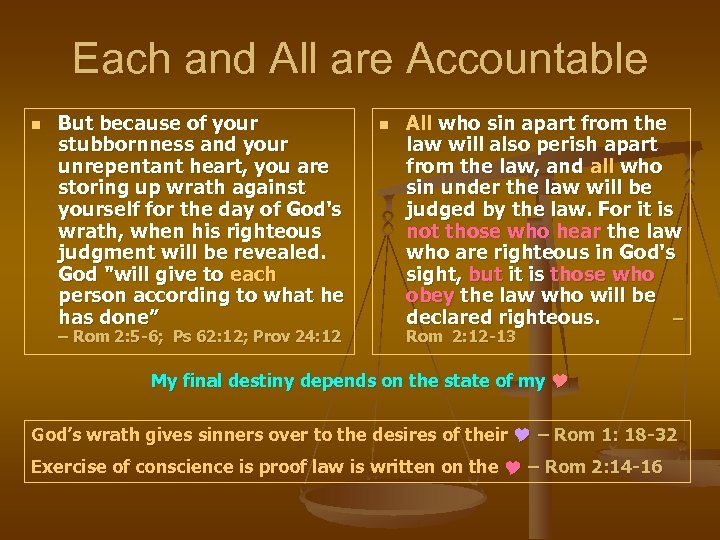 Each and All are Accountable n But because of your stubbornness and your unrepentant