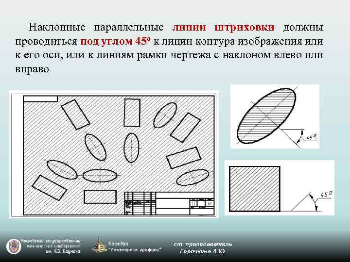 На какую величину должны выступать за контур изображения осевые и центральные линии