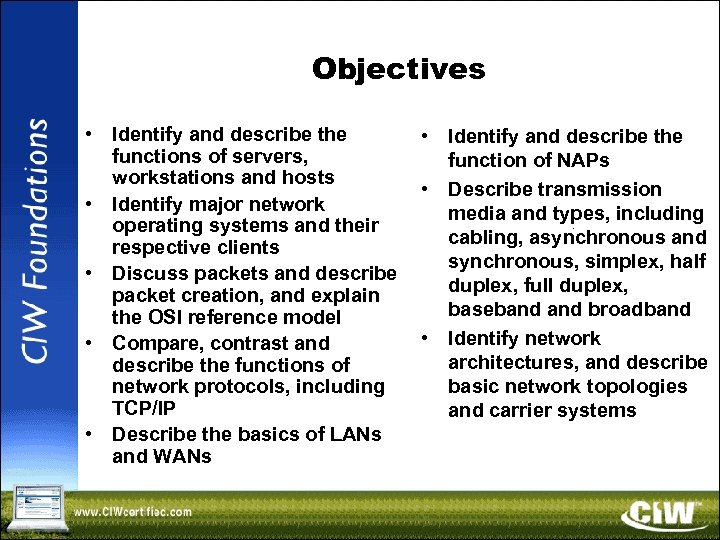 Objectives • Identify and describe the functions of servers, workstations and hosts • Identify