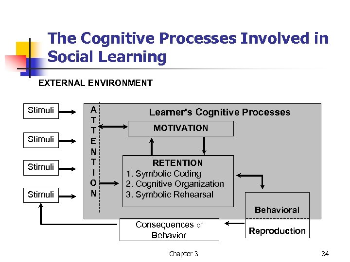 The Cognitive Processes Involved in Social Learning EXTERNAL ENVIRONMENT Stimuli A T T E