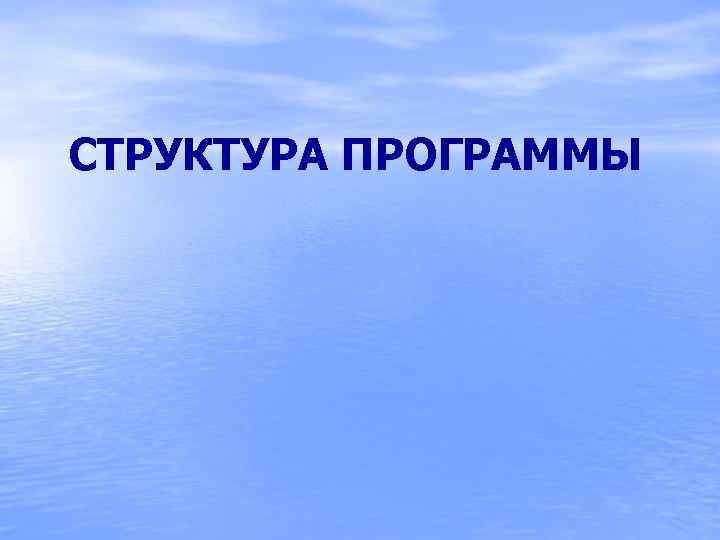 СТРУКТУРА ПРОГРАММЫ 