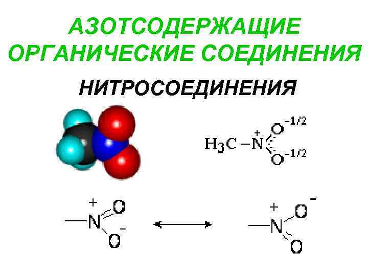 АЗОТСОДЕРЖАЩИЕ ОРГАНИЧЕСКИЕ СОЕДИНЕНИЯ НИТРОСОЕДИНЕНИЯ 