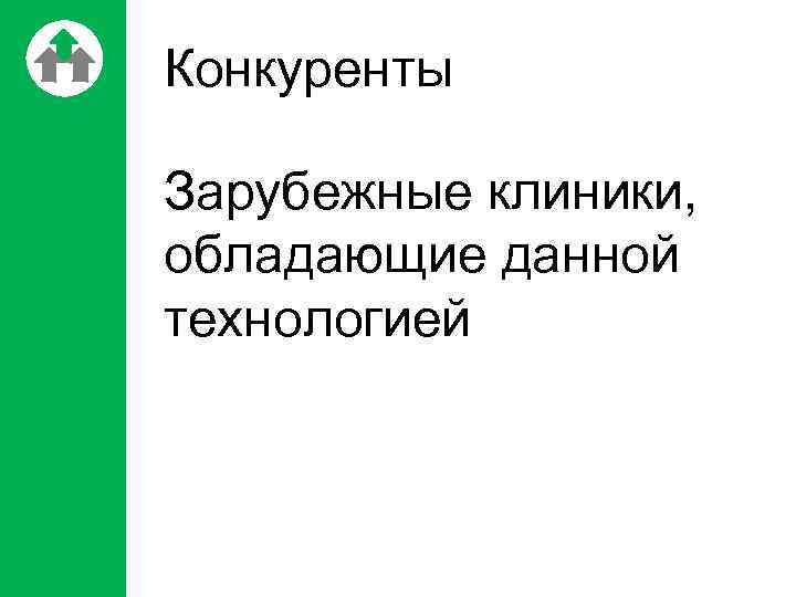 Конкуренты Зарубежные клиники, обладающие данной технологией 