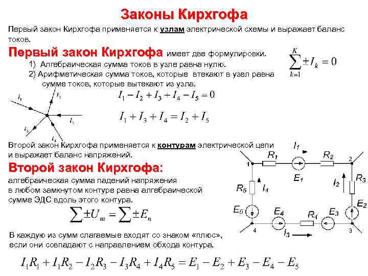 Законы кирхгофа физический смысл законы кирхгофа