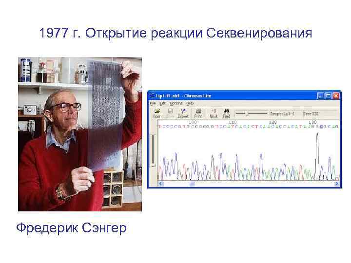 1977 г. Открытие реакции Секвенирования Фредерик Сэнгер 