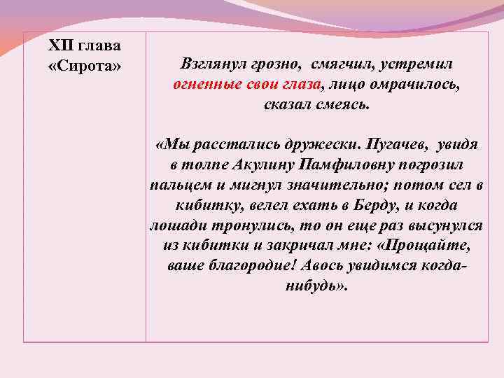 XII глава «Сирота» Взглянул грозно, смягчил, устремил огненные свои глаза, лицо омрачилось, сказал смеясь.