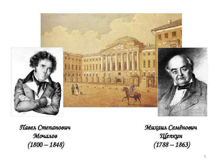 Павел Степанович Мочалов (1800 – 1848) Михаил Семёнович Щепкин (1788 – 1863) 5 