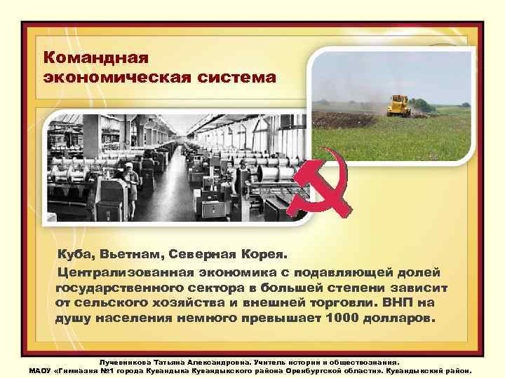 Командная экономическая система Куба, Вьетнам, Северная Корея. Централизованная экономика с подавляющей долей государственного сектора