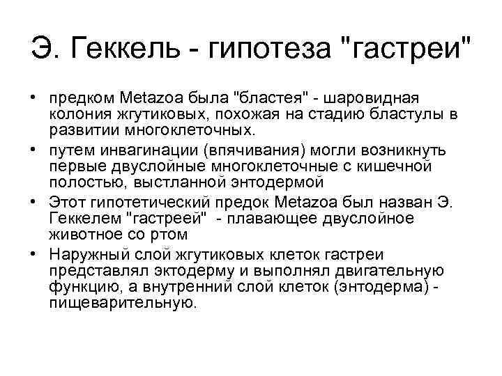Э. Геккель - гипотеза 