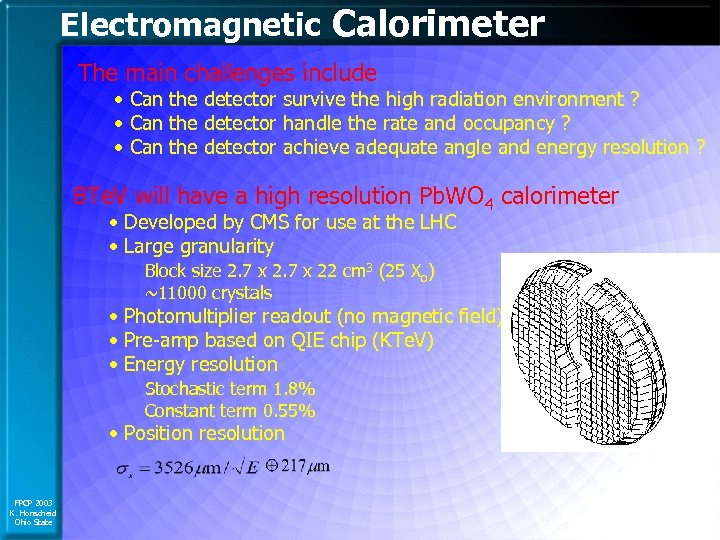Electromagnetic Calorimeter The main challenges include • Can the detector survive the high radiation