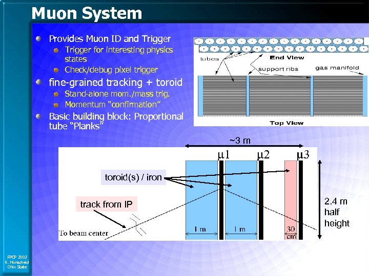 Muon System Provides Muon ID and Trigger for interesting physics states Check/debug pixel trigger